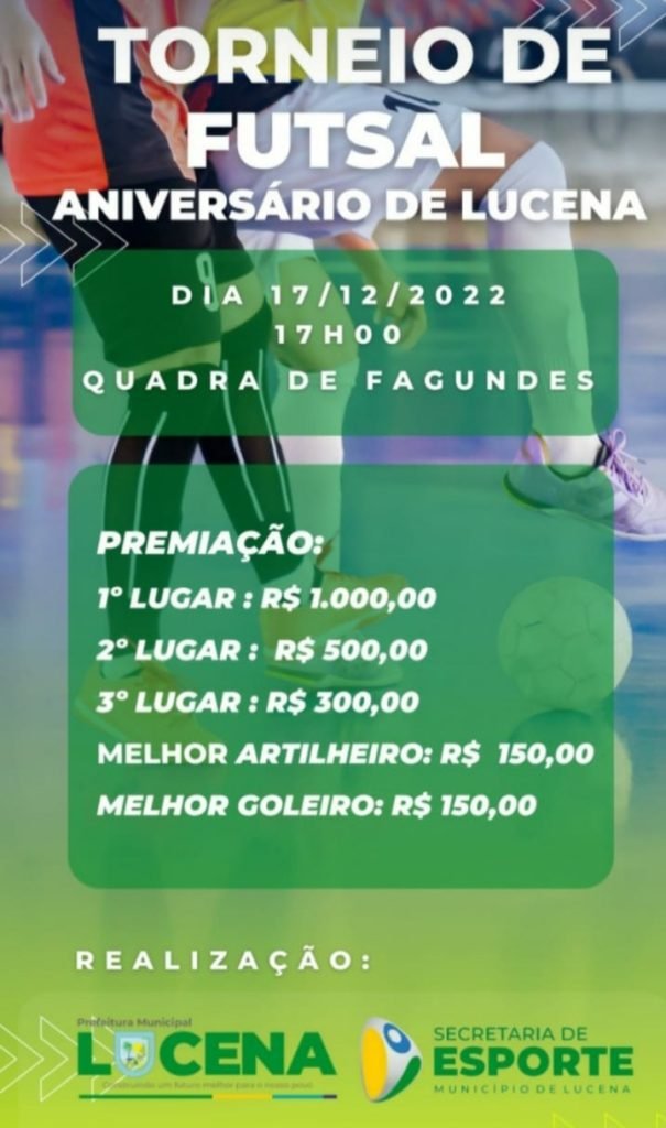 FUTSAL – Torneio em Fagundes reabre calendário esportivo de aniversário da emancipação politica de Lucena