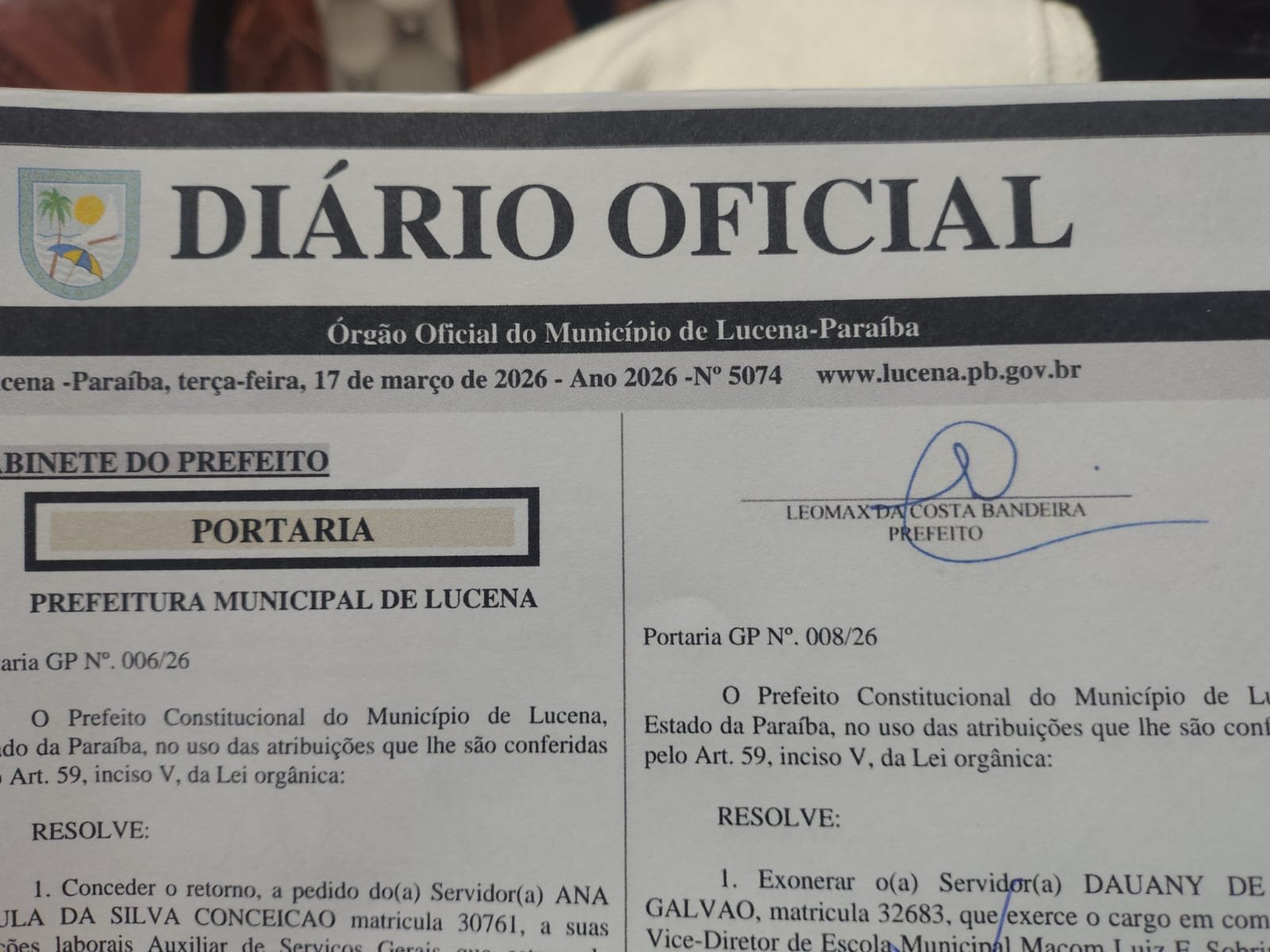 Prefeitura de Lucena pomove remanejameto de diretores nas unidades de ensino do município – CONFIRA