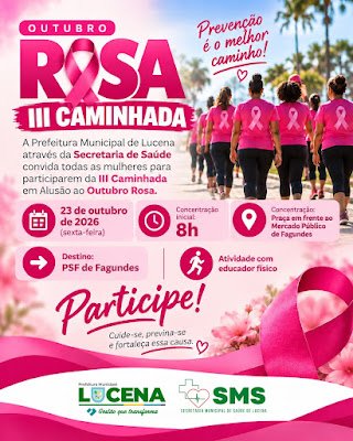 Prefeito de Lucena  investe em prevenção e mobiliza mulheres de Fagundes na luta contra o câncer de mama